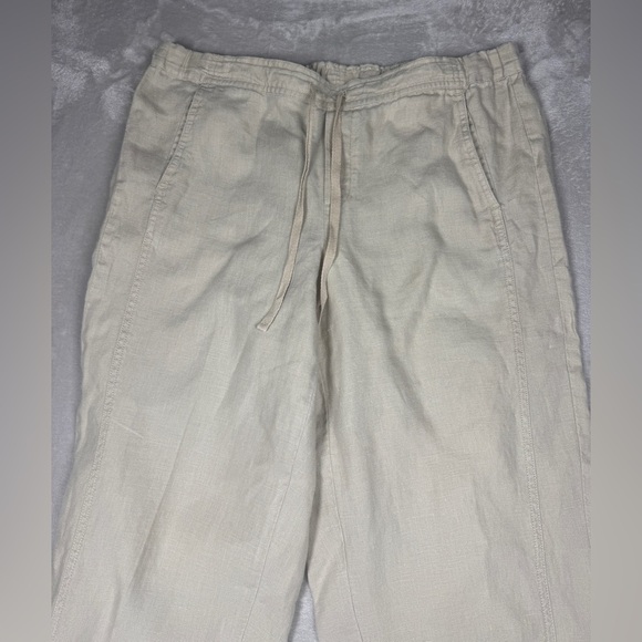 J.Jill Love Linen 100% Linen Cream Drawstring Wide Leg Casual Pants Size Medium - Picture 2 of 16